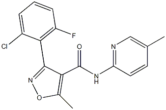 3-(2-chloro-6-fluorophenyl)-5-methyl-N-(5-methyl-2-pyridinyl)-4-isoxazolecarboxamide Struktur