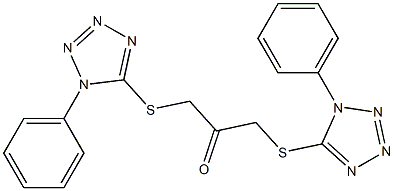 1,3-bis[(1-phenyl-1H-tetraazol-5-yl)sulfanyl]acetone Struktur