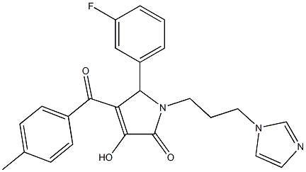 5-(3-fluorophenyl)-3-hydroxy-1-[3-(1H-imidazol-1-yl)propyl]-4-(4-methylbenzoyl)-1,5-dihydro-2H-pyrrol-2-one Struktur