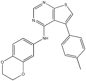 N-(2,3-dihydro-1,4-benzodioxin-6-yl)-5-(4-methylphenyl)thieno[2,3-d]pyrimidin-4-amine Struktur