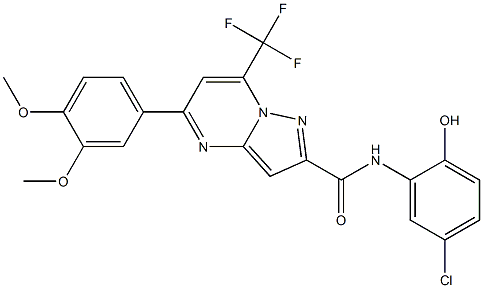 N-(5-chloro-2-hydroxyphenyl)-5-(3,4-dimethoxyphenyl)-7-(trifluoromethyl)pyrazolo[1,5-a]pyrimidine-2-carboxamide Struktur