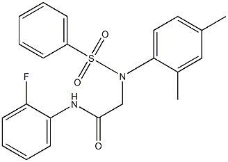 2-[2,4-dimethyl(phenylsulfonyl)anilino]-N-(2-fluorophenyl)acetamide Struktur