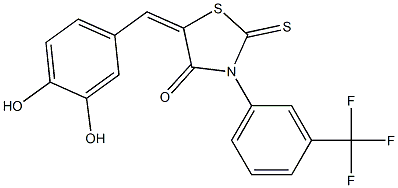 5-(3,4-dihydroxybenzylidene)-2-thioxo-3-[3-(trifluoromethyl)phenyl]-1,3-thiazolidin-4-one Struktur