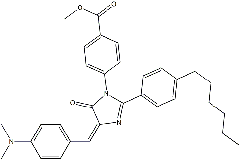 methyl 4-[4-[4-(dimethylamino)benzylidene]-2-(4-hexylphenyl)-5-oxo-4,5-dihydro-1H-imidazol-1-yl]benzoate Struktur