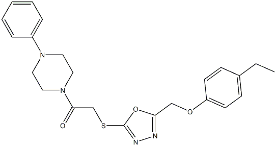 4-ethylphenyl (5-{[2-oxo-2-(4-phenyl-1-piperazinyl)ethyl]sulfanyl}-1,3,4-oxadiazol-2-yl)methyl ether Struktur