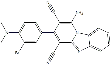 1-amino-3-[3-bromo-4-(dimethylamino)phenyl]pyrido[1,2-a]benzimidazole-2,4-dicarbonitrile Struktur