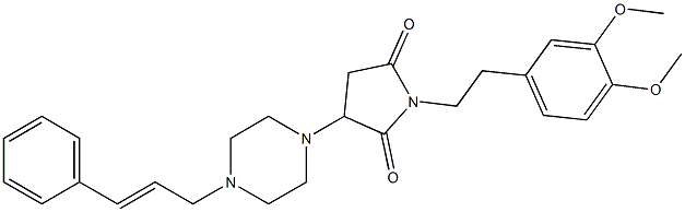 3-(4-cinnamyl-1-piperazinyl)-1-[2-(3,4-dimethoxyphenyl)ethyl]-2,5-pyrrolidinedione Struktur