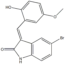 5-bromo-3-(2-hydroxy-5-methoxybenzylidene)-1,3-dihydro-2H-indol-2-one Struktur