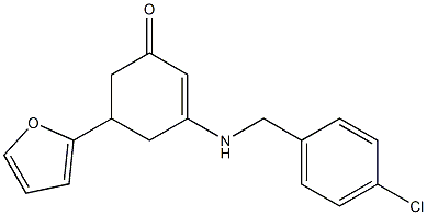 3-[(4-chlorobenzyl)amino]-5-(2-furyl)cyclohex-2-en-1-one Struktur