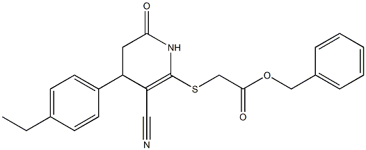 benzyl {[3-cyano-4-(4-ethylphenyl)-6-oxo-1,4,5,6-tetrahydro-2-pyridinyl]sulfanyl}acetate Struktur