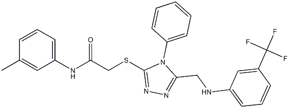 N-(3-methylphenyl)-2-[(4-phenyl-5-{[3-(trifluoromethyl)anilino]methyl}-4H-1,2,4-triazol-3-yl)sulfanyl]acetamide Struktur