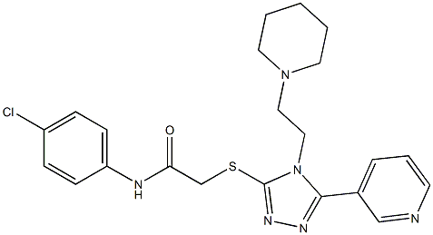 N-(4-chlorophenyl)-2-{[4-[2-(1-piperidinyl)ethyl]-5-(3-pyridinyl)-4H-1,2,4-triazol-3-yl]sulfanyl}acetamide Struktur