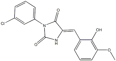 3-(3-chlorophenyl)-5-(2-hydroxy-3-methoxybenzylidene)-2,4-imidazolidinedione Struktur