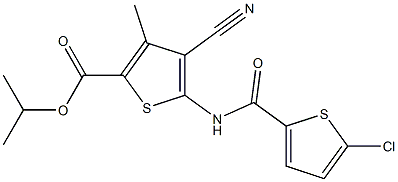 isopropyl 5-{[(5-chloro-2-thienyl)carbonyl]amino}-4-cyano-3-methyl-2-thiophenecarboxylate Struktur