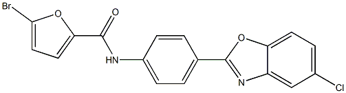 5-bromo-N-[4-(5-chloro-1,3-benzoxazol-2-yl)phenyl]-2-furamide Struktur