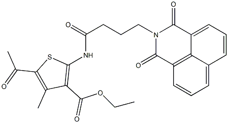 ethyl 5-acetyl-2-{[4-(1,3-dioxo-1H-benzo[de]isoquinolin-2(3H)-yl)butanoyl]amino}-4-methyl-3-thiophenecarboxylate Struktur