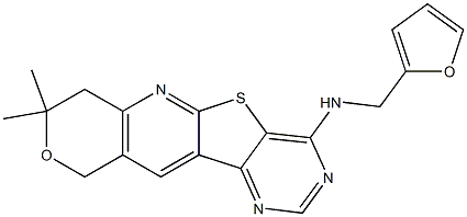 N-(8,8-dimethyl-7,10-dihydro-8H-pyrano[3'',4'':5',6']pyrido[3',2':4,5]thieno[3,2-d]pyrimidin-4-yl)-N-(2-furylmethyl)amine Struktur