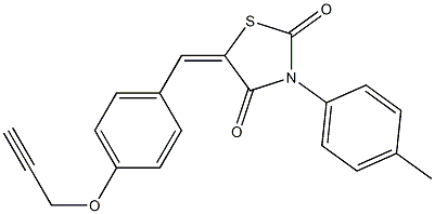 3-(4-methylphenyl)-5-[4-(prop-2-ynyloxy)benzylidene]-1,3-thiazolidine-2,4-dione Struktur