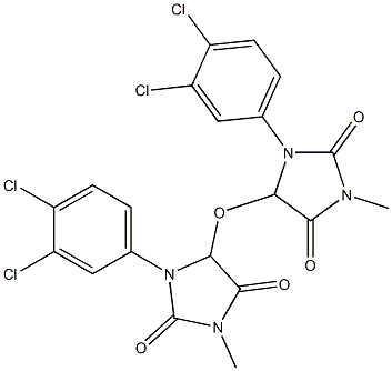 1-(3,4-dichlorophenyl)-5-{[3-(3,4-dichlorophenyl)-1-methyl-2,5-dioxo-4-imidazolidinyl]oxy}-3-methyl-2,4-imidazolidinedione Struktur