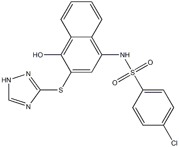 4-chloro-N-[4-hydroxy-3-(1H-1,2,4-triazol-3-ylsulfanyl)-1-naphthyl]benzenesulfonamide Struktur