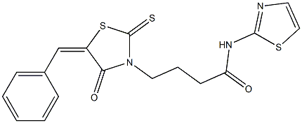 4-(5-benzylidene-4-oxo-2-thioxo-1,3-thiazolidin-3-yl)-N-(1,3-thiazol-2-yl)butanamide Struktur