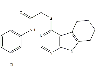 N-(3-chlorophenyl)-2-(5,6,7,8-tetrahydro[1]benzothieno[2,3-d]pyrimidin-4-ylsulfanyl)propanamide Struktur