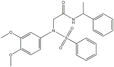 2-[3,4-dimethoxy(phenylsulfonyl)anilino]-N-(1-phenylethyl)acetamide Struktur