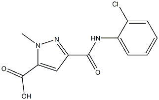 3-[(2-chloroanilino)carbonyl]-1-methyl-1H-pyrazole-5-carboxylic acid Struktur