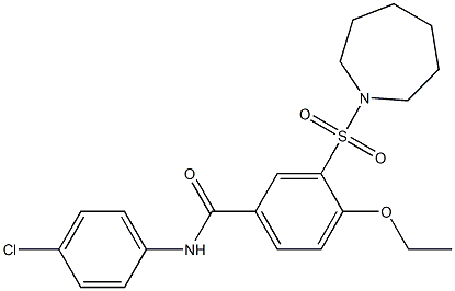 3-(1-azepanylsulfonyl)-N-(4-chlorophenyl)-4-ethoxybenzamide Struktur