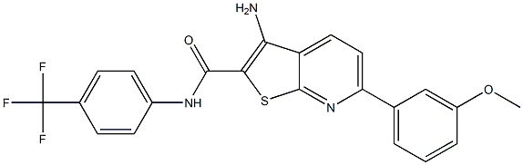 3-amino-6-(3-methoxyphenyl)-N-[4-(trifluoromethyl)phenyl]thieno[2,3-b]pyridine-2-carboxamide Struktur