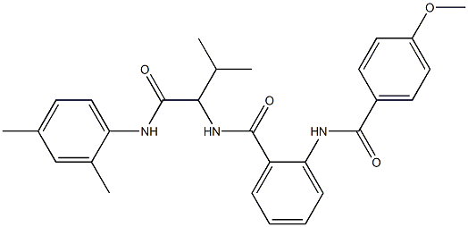 N-{1-[(2,4-dimethylanilino)carbonyl]-2-methylpropyl}-2-[(4-methoxybenzoyl)amino]benzamide Struktur