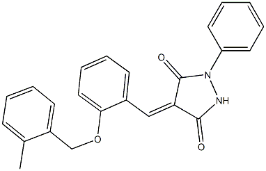 4-{2-[(2-methylbenzyl)oxy]benzylidene}-1-phenyl-3,5-pyrazolidinedione Struktur