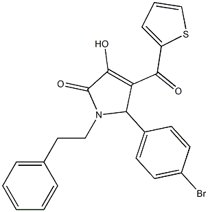 5-(4-bromophenyl)-3-hydroxy-1-(2-phenylethyl)-4-(thien-2-ylcarbonyl)-1,5-dihydro-2H-pyrrol-2-one Struktur