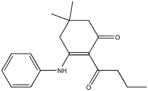 3-anilino-2-butyryl-5,5-dimethylcyclohex-2-en-1-one Struktur