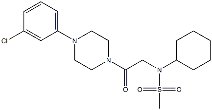 N-{2-[4-(3-chlorophenyl)-1-piperazinyl]-2-oxoethyl}-N-cyclohexylmethanesulfonamide Struktur