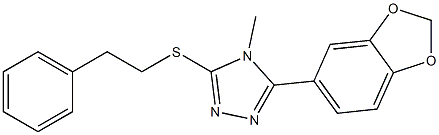 5-(1,3-benzodioxol-5-yl)-4-methyl-4H-1,2,4-triazol-3-yl 2-phenylethyl sulfide Struktur