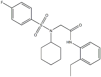 2-{cyclohexyl[(4-fluorophenyl)sulfonyl]amino}-N-(2-ethylphenyl)acetamide Struktur