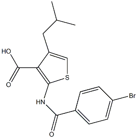 2-[(4-bromobenzoyl)amino]-4-isobutyl-3-thiophenecarboxylic acid Struktur