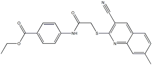 ethyl 4-({[(3-cyano-7-methyl-2-quinolinyl)sulfanyl]acetyl}amino)benzoate Struktur