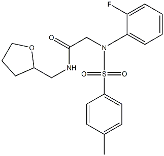 2-{2-fluoro[(4-methylphenyl)sulfonyl]anilino}-N-(tetrahydro-2-furanylmethyl)acetamide Struktur