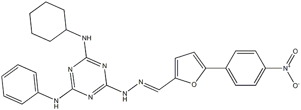 5-{4-nitrophenyl}-2-furaldehyde [4-anilino-6-(cyclohexylamino)-1,3,5-triazin-2-yl]hydrazone Struktur