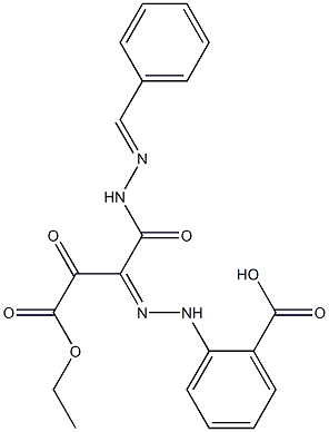 2-(2-{1-[(2-benzylidenehydrazino)carbonyl]-3-ethoxy-2,3-dioxopropylidene}hydrazino)benzoic acid Struktur