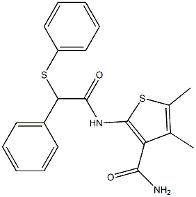 4,5-dimethyl-2-{[phenyl(phenylsulfanyl)acetyl]amino}-3-thiophenecarboxamide Struktur