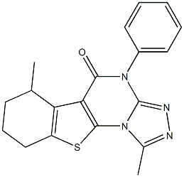 1,6-dimethyl-4-phenyl-6,7,8,9-tetrahydro[1]benzothieno[3,2-e][1,2,4]triazolo[4,3-a]pyrimidin-5(4H)-one Struktur