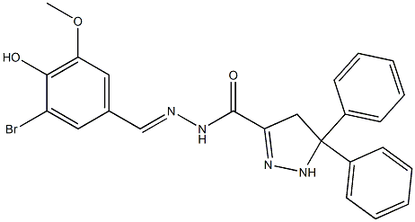 N'-(3-bromo-4-hydroxy-5-methoxybenzylidene)-5,5-diphenyl-4,5-dihydro-1H-pyrazole-3-carbohydrazide Struktur