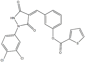 3-{[1-(3,4-dichlorophenyl)-3,5-dioxo-4-pyrazolidinylidene]methyl}phenyl 2-thiophenecarboxylate Struktur