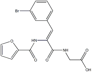 {[3-(3-bromophenyl)-2-(2-furoylamino)acryloyl]amino}acetic acid Struktur