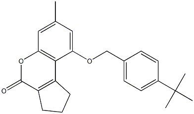 9-[(4-tert-butylbenzyl)oxy]-7-methyl-2,3-dihydrocyclopenta[c]chromen-4(1H)-one Struktur