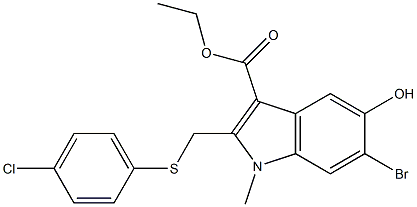 ethyl 6-bromo-2-{[(4-chlorophenyl)sulfanyl]methyl}-5-hydroxy-1-methyl-1H-indole-3-carboxylate Struktur