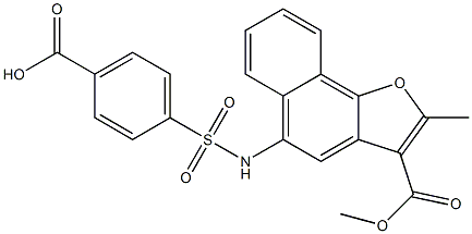 4-({[3-(methoxycarbonyl)-2-methylnaphtho[1,2-b]furan-5-yl]amino}sulfonyl)benzoic acid Struktur